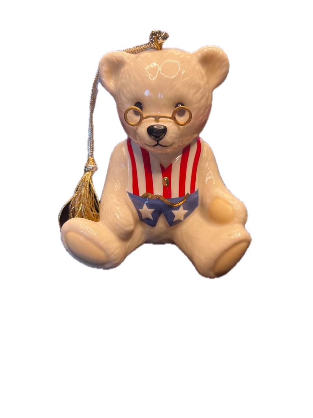 Lenox Teddy's 100th Anniversary Patriotic Porcelain Christmas Tree Ornament 3"